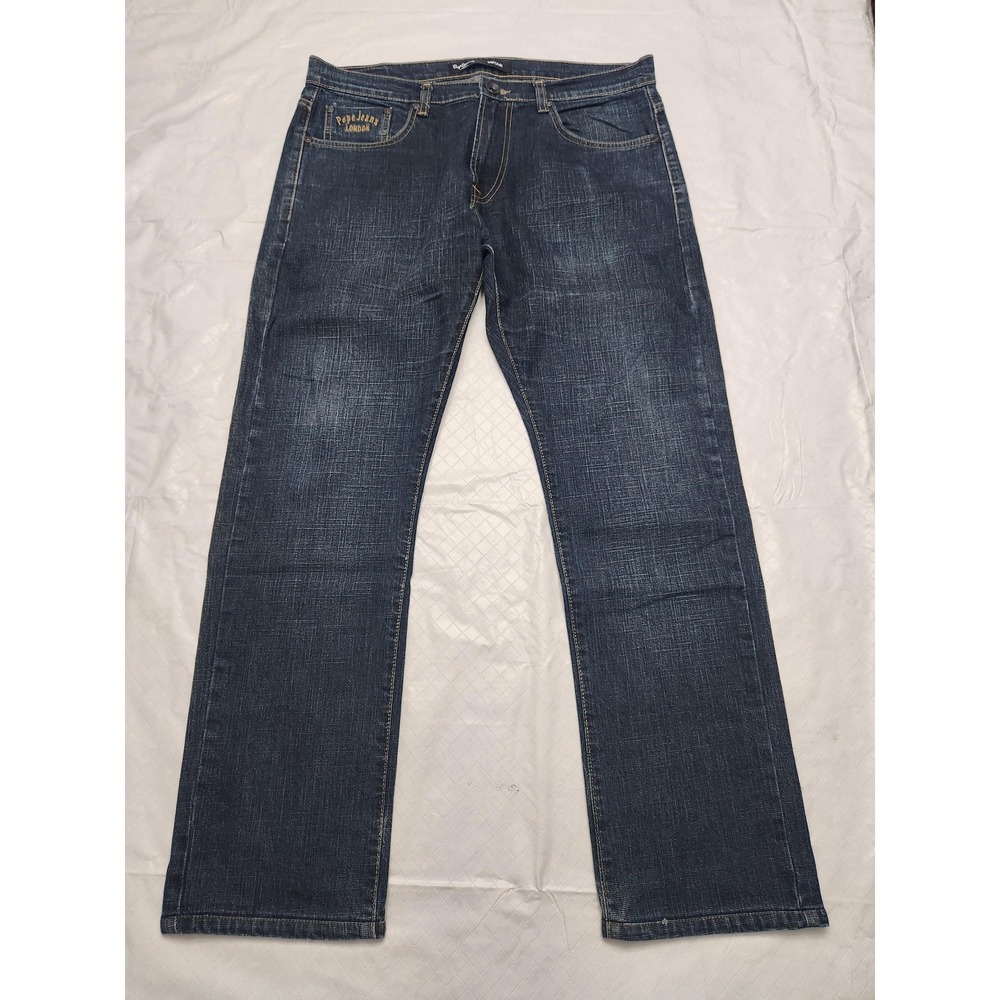 Pepe Jeans Vapour Jeans Mens 36x32 Blue Medium Wash Straight Denim Pants